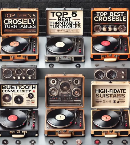 Top 5 Best Crosley Turntables: Featuring a selection of Crosley turntable models in a stylish and visually appealing layout.